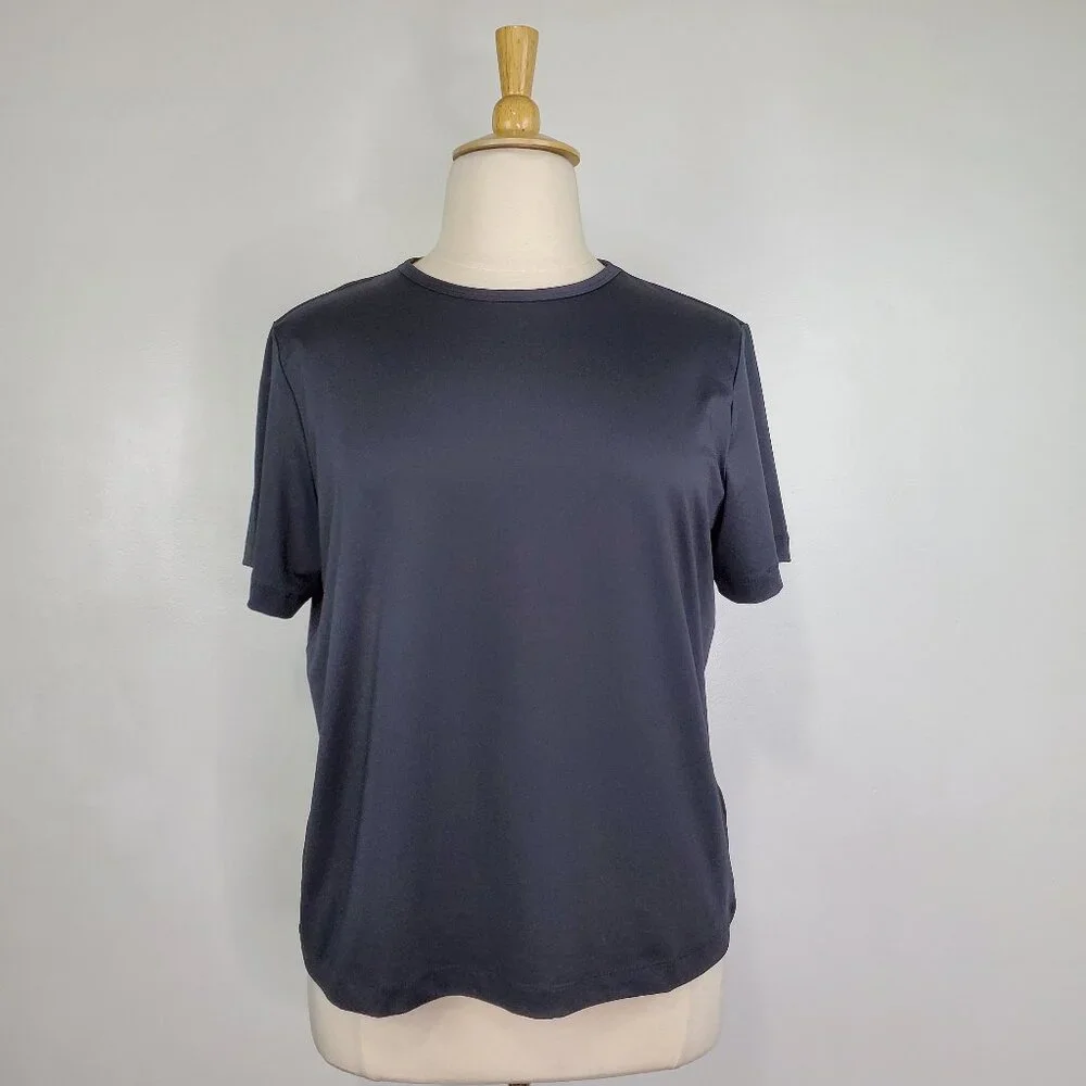 Susan Graver Essentials Black Short Sleeve Minimalist Stretchy Top Size XL - Picture 1 of 11